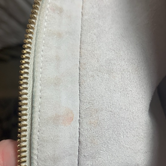 Gucci White Ostrich Leather Capri Bowler Handbag Signature Stripe Gold Hardware - Picture 13 of 16